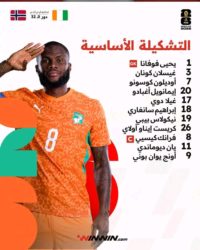 ساحل العاج × النرويج.. تشكيلة الفريقين والقنوات الناقلة الخبر اليمني